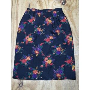 ALBERT NIPON Floral Wool Skirt Women 10 Multicolor Zip @k1